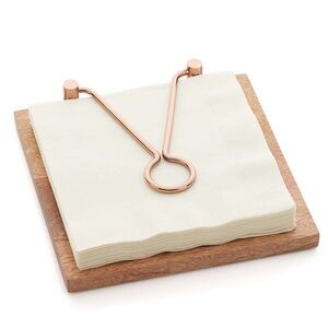 Crate&Barrel Wood and Copper Napkin Holder